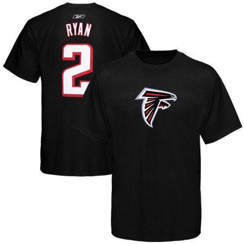Reebok Atlanta Falcons #2 Matt Ryan Black Scrimmage Gear Player T-shirt (Medium)