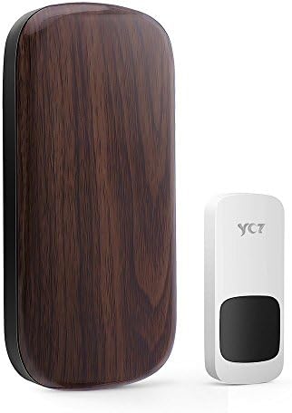 YCZ Wireless Waterproof Remote Doorbell,Operating at over 500-feet Range with Over 50 Chimes,No Batteries Required for Receiver, Wood grain,(Dark wood)