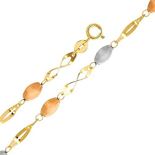 14K Tri Color Gold Italian Fancy 4mm Necklace 18 In