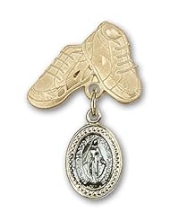 Gold Filled Baby Badge with Blue Miraculous Charm and Baby Boots Pin