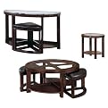 Evanna Cocktail Table with 2 Ottomans along with a Round End Table and Sofa/Console Table with Chair