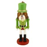 Shih Tzu Soldier Dog Handpainted Christmas Tree Ornament, Tan and White