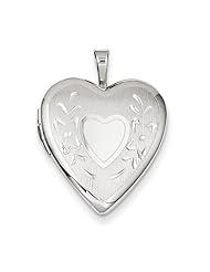 Sterling Silver 20mm Diamond-Cut Heart Locket