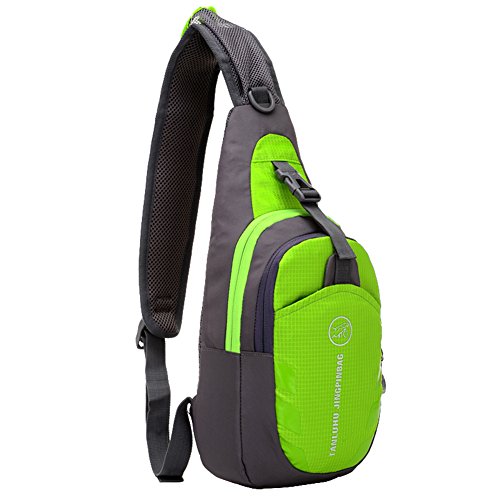 Shoulder Backpack Casual Cross Body Bag Outdoor Sling Bag Chest Pack with Adjustable Shoulder Strap for Cycling Hiking Camping Travel and Men Women(Green)