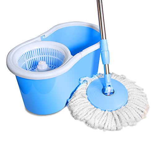 Spin Mop & Bucket System Deluxe 360 Degree Self wringing Dry with 2