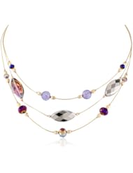 Napier "Purple Spotlight" Gold-Tone and Purple Faceted Beaded Illusion Necklace, 21.75"