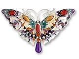 Clearly Charming Carnelian Butterfly Sterling Silver and Enamel Pin