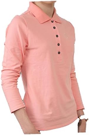 ChanzeePK Women's or teen's Long Sleeve Basic cotton Polo, XS, Peach Nectar