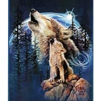 New Signature Collection Queen Size Harmony of Wolves Korean Mink Blanket