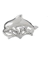 Clevereves 14K White Gold Pendant Dolphins with Coral 7.9 - Gram(s)