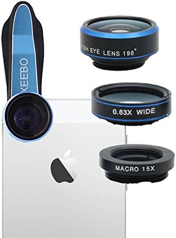 New Fisheye Lens for iPhone/Samsung. Universal Camera Lens Kit 3 in 1. Fisheye Lens 198°, 0.63x Wide Angle Lens, Super Macro Lens 15x. Make fantastic photos with the Unique Lenses