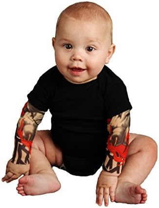 TotTude Baby Boys' Tribal Tiger Tattoo Sleeve Bodysuit 12 Months Black