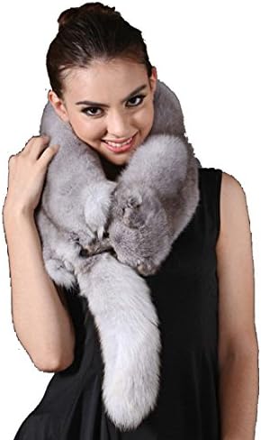 Women's Blue Fox Fur Scarves Shawl Natural Color