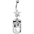 Cubic Zirconia Star Dog Tag Belly Ring