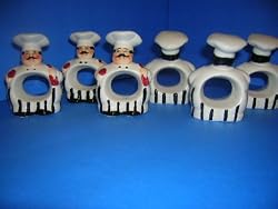 BISTRO Fat CHEF 3-D Napkin Ring ITALIAN CHEF 6 Pc *NEW!*
