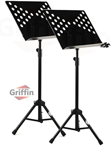 2 Pack Music Stand Deluxe CONDUCTOR Sheet Metal Tripod Folding Stage Holder