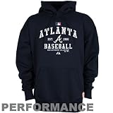 MLB Atlanta Braves Adult Long Sleeve Hooded Fleece Pullover (Pro Navy, Medium)