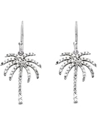 1/2 ct tw Diamond Palm Tree Earrings in 14k White Gold