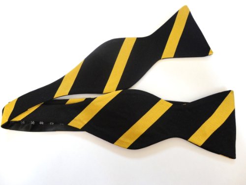 Marlon Garci 100% Silk Gold & Black Thick & Thin Self-tie Bow Tie - Wake Forest, Vanderbilt, Alpha Phi Alpha