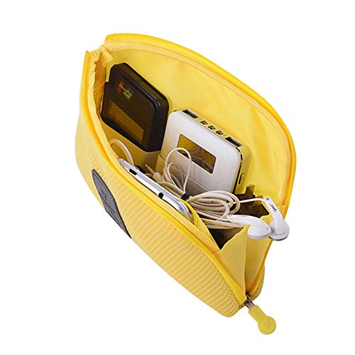 Happy Hours - Creative Shockproof Digital Storage Bag Pouch / Multifunction Makeup Smartphone Charger Headset Data Cable Case for Travel and Daily(Yellow)