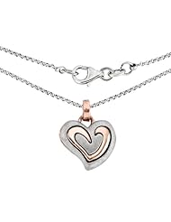 Ze Sterling Silver Rose Gold Heart Pendant Necklace