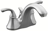 KOHLER K-10270-4-G Forte Centerset Lavatory Faucet with Sculpted Lever Handles, Brushed Chrome