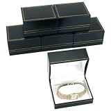 6 Black Leatherette Watch Bracelet Boxes Jewelry Gift