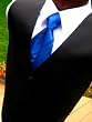 Black Satin Tuxedo Vest with Coordinating Royal Blue Tie