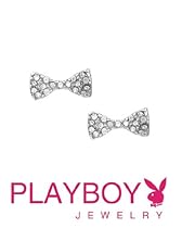 Licensed Playboy Jeweled Bow Stud Earrings Sexy Cute Fashion Authentic Jewelry