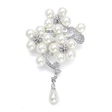 Mariell ~ Pearl & CZ Bouquet Wedding Brooch
