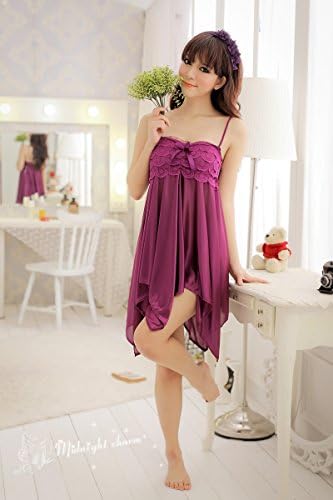 Sexy Purple Babydoll Nightwear Lingerie Underwear Dress Chemise Nightie Robe