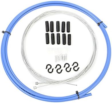 Universal Bike Shifter Cables Kit Set, MTB Shifter Wire Shifter Cable Housing Derailleur Cable Cover Ends and S-Buckles, 2m Cable, Blue