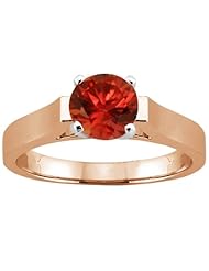 1.10 Ct Round Cognac Red SI1/SI2 Diamond 18K Rose Gold Ring