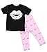 Little Girls Lip Print Top with Pink Leggings, Outfits Clothes Set