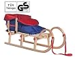 Klappschlitten Holzschlitten Rodelschlitten mit Zuggurt Lehne und rot blauem Fu�sack Tatry