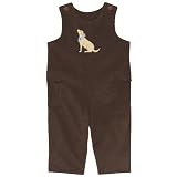 Chez Ami by Patsy Aiken Designs Corduroy Cargo Overall Brown w/Dog Embroidery - Size 2