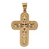 14K Two-Tone Gold Reversible Cross Pendant - 31.00x24.25mm