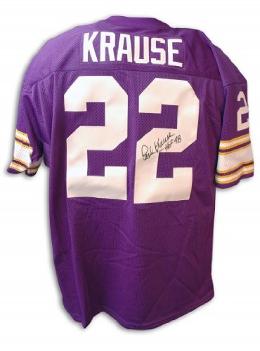 Paul Krause Vikings Autographed/Hand Signed Purple Jersey