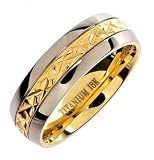 18k Gold Plated Facet Solid Titanium Wedding Ring Band Size 5 - 13 R108