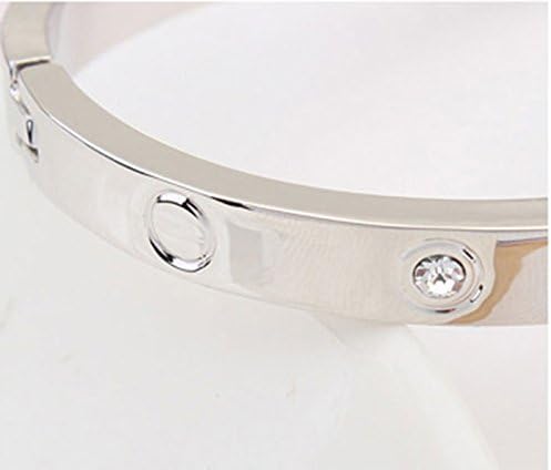 NEEMODA Screw Head Love 18K White Gold Filled Plated Women Bangle Bracelet Authentic Austrian PRECIOSA Crystals Fashion Wedding Bridal Bridesmaid Engagement Holiday Party Prom Jewelry Birthday Anniversary Valentine's Christmas Gifts for Her Girlfriend Girls Fiancee Wife Lover