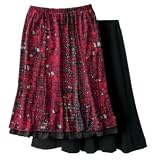 TravelSmith Womens Voyager Knit Reversible Gored Skirt Plum Nightfall M