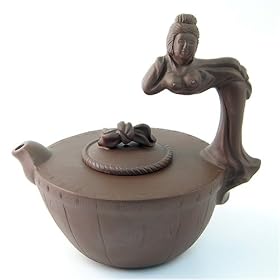 Yixing Purple Clay Red Stoneware Teapot with Decorated a Ancient Lady