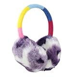 Allegra K Boys Girls Dark Purple White Leopard Print Fluffy Ear Muffs Warmers