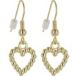 Gold Toned STUDDED HOLLOW HEART Dangle Earrings