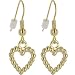 Gold Toned STUDDED HOLLOW HEART Dangle Earrings