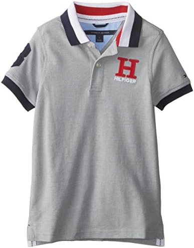 Tommy Hilfiger Little Boys' Short Sleeve Matt Polo Trim Fit, TH Grey Heather, 6/Regular