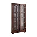 SEI Window Pane Wood Media Cabinet, Cherry