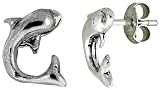 Tiny Sterling Silver Dolphin Stud Earrings