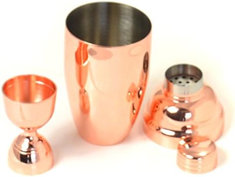 HAPPYNUTS Barware Set Include Stainless Steel 18oz Cocktail Shaker Built-in Strainer, 1oz &amp; 2oz Measuring Jigger, Mirror Finish, Rose-Gold