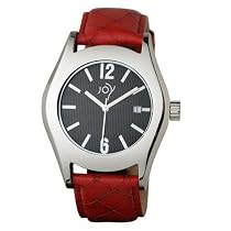 Joy By Joy JW539 Ladies Oversize Cranberry Red Redondos Watch with Calendar, Black Metallic Dial